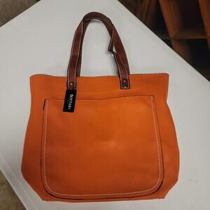 Bottari Orange Pebbled tote with snap tote bag inside, BEACH, Park, Travel NEW